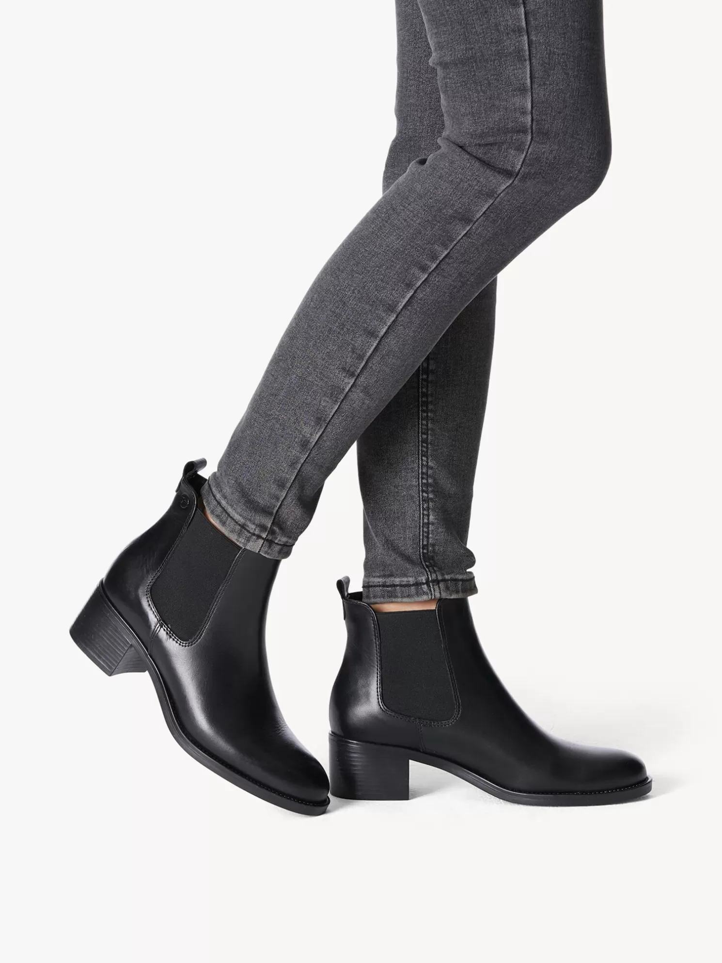 Tamaris Leder Chelsea Boot - schwarz