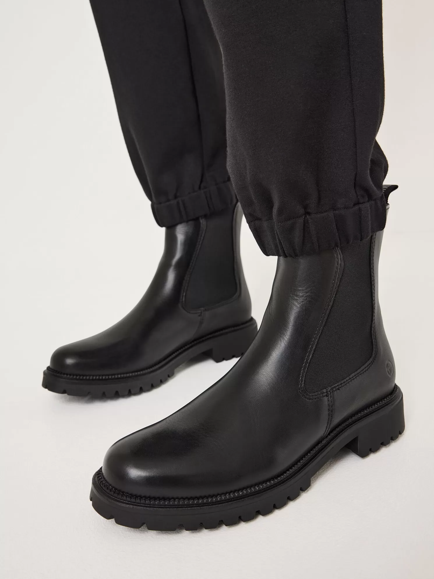 Tamaris Leder Chelsea Boot - schwarz