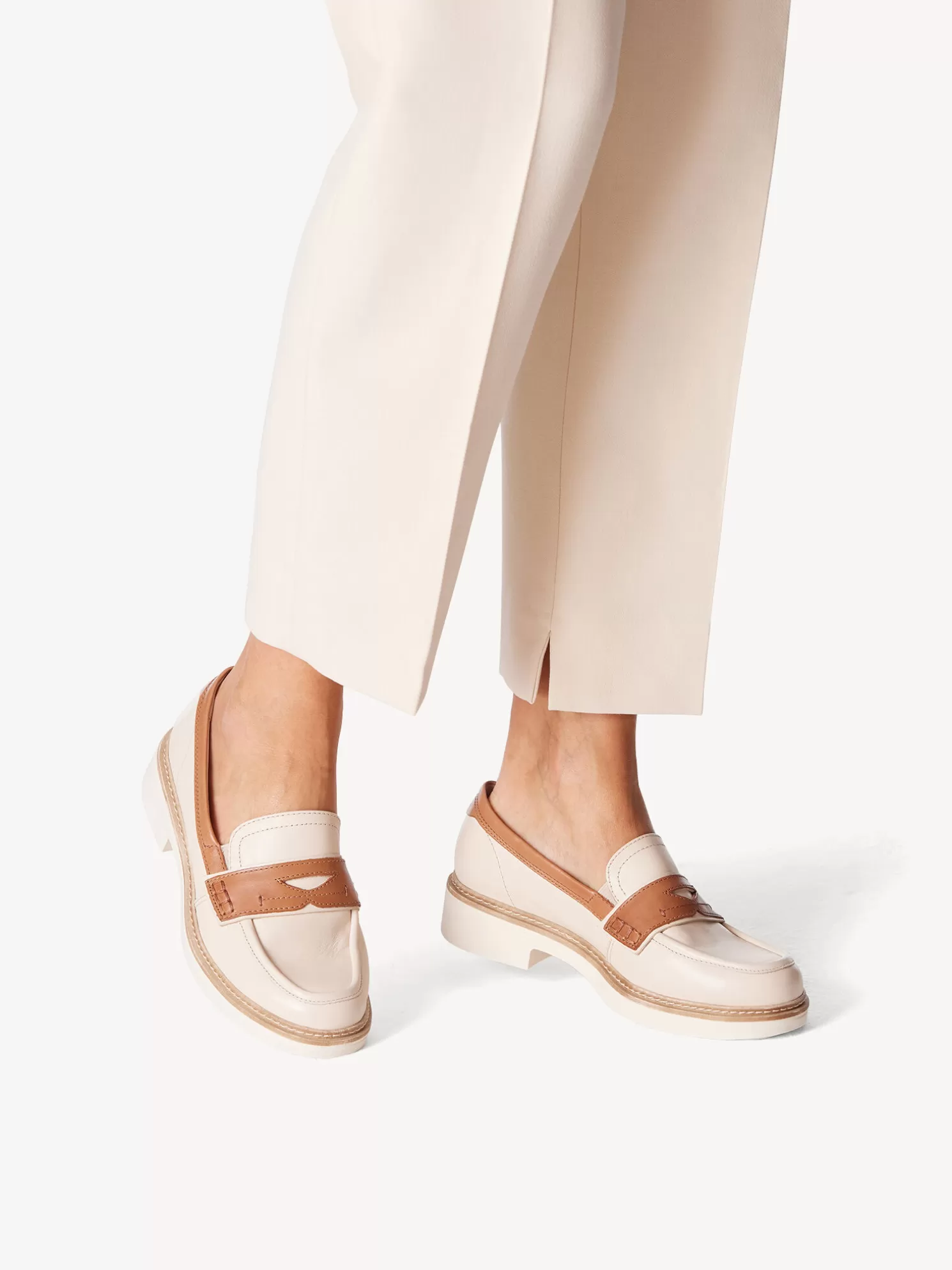 Tamaris Lederslipper - beige