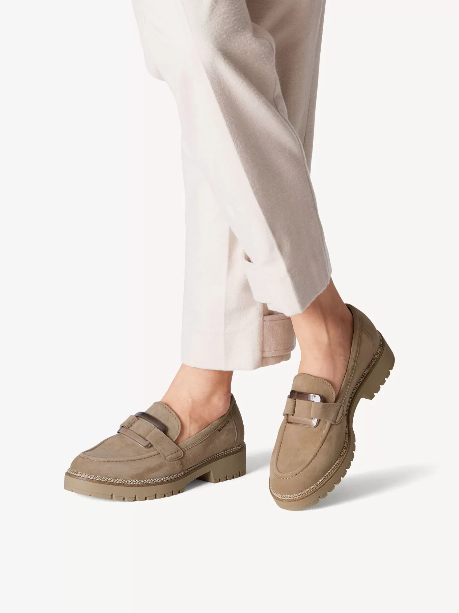 Tamaris Lederslipper - beige