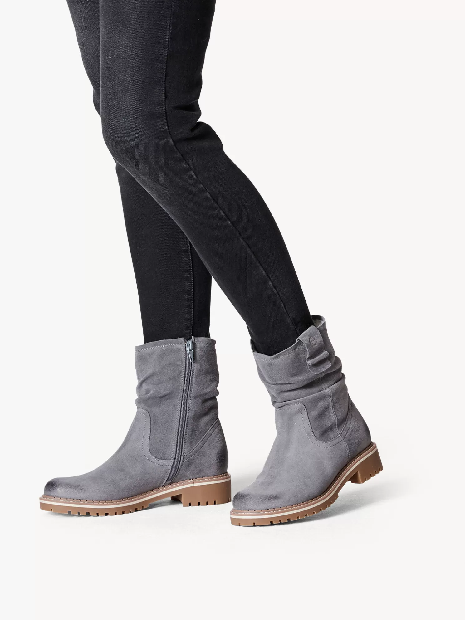 Tamaris Lederstiefelette - grau Warmfutter