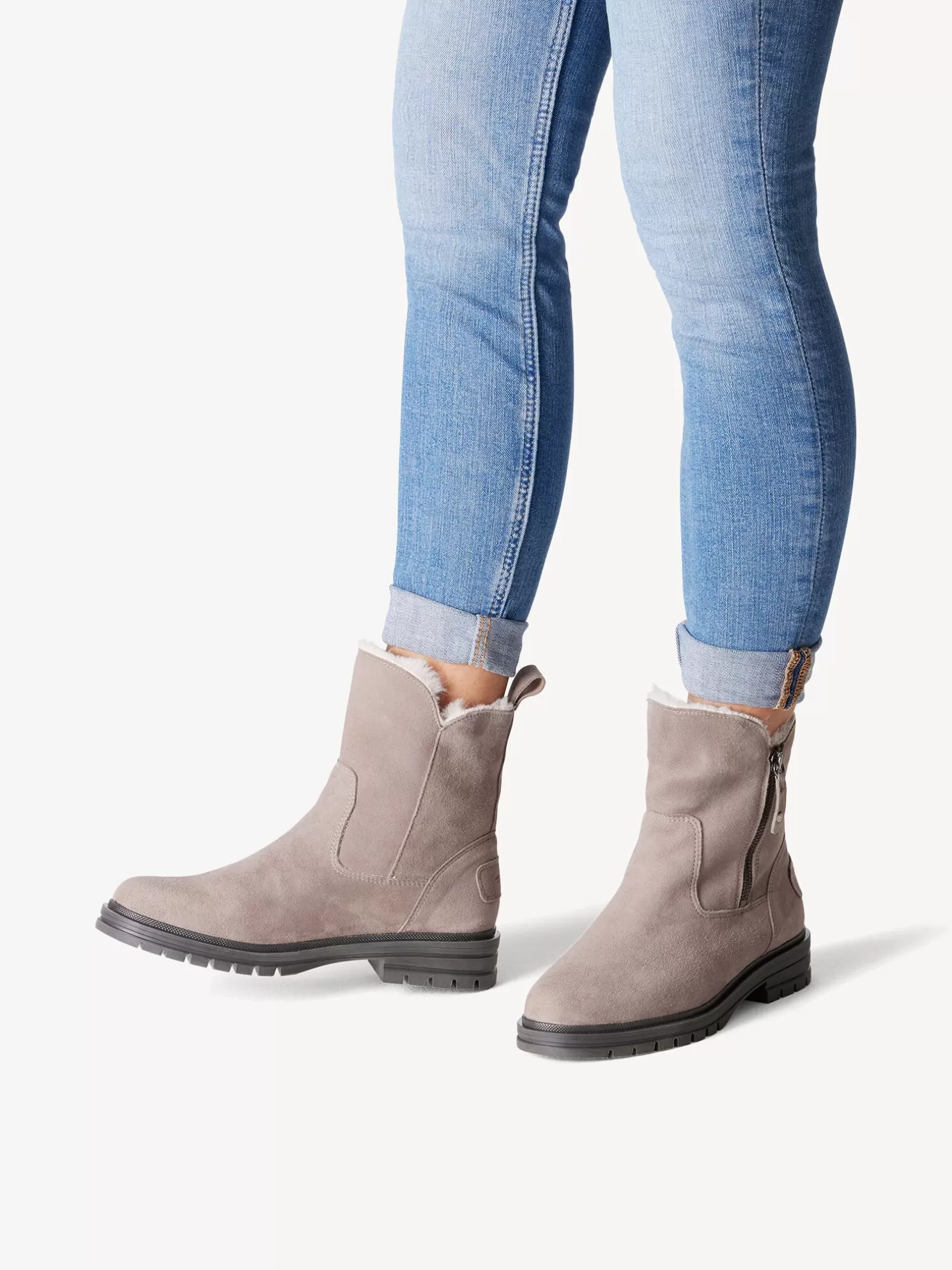 Tamaris Lederstiefelette - grau Warmfutter